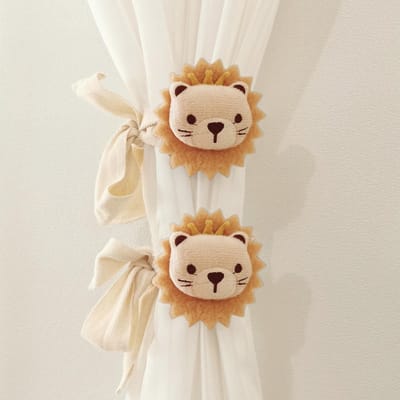 Dailygoody - Gordijnclips - Cartoon Leeuw - Superschattig en handig - Beige - Gordijnhouders - Perfect voor kinderkamer decoratie