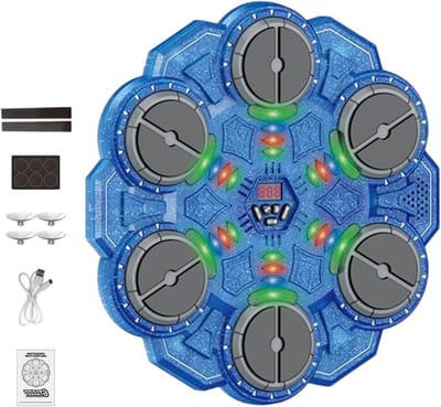 Muziek Boksmachine - Interactieve Trainer - Fitness Thuis - Dynamische Lichtfeedback - 34 x 33.5 cm - Donkerblauw