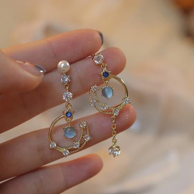 Franse Licht Luxe Tulp Bloem Kwast Oorbellen Voor Vrouwen Koreaanse Exquise Zircon Opaal Dangle Oorbel Feest Kerst Sieraden gray