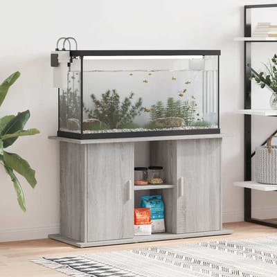 vidaXL - Aquariumstandaard - 101x41x58 - cm - bewerkt - hout - grijs - sonoma - eiken