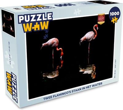 Puzzel Twee flamingo's staan in het water - Legpuzzel - Puzzel 1000 stukjes volwassenen