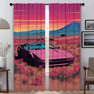Rideaux de Cuisine pour Salon Voiture au Soleil Rideaux d'Intérieur Maison 2 Pièces Voilage pour Chambre à Coucher Décoration d'Halloween Cloison W50xH70cmx2pcs-CL pink