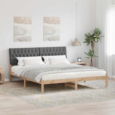 vidaXL - Bedframe - met - Gevoerde - Hoofdbord - Bruin - 180 - x - 200 - cm
