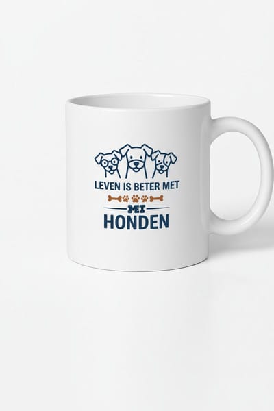 Grappige Honden Tekst Mok 330ml – “Leven Is Beter Met Honden” Koffiemok Wit – Leuk Cadeau voor Hondenliefhebbers