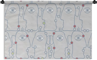 Wandkleed - Wanddoek - Line Art - Gezicht - Patroon - 90x60 cm - Wandtapijt