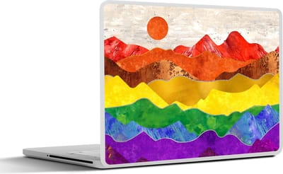 Laptop sticker - 12.3 inch - Pride - Regenboog - Marmer print - 30x22cm - Laptopstickers - Laptop skin - Cover