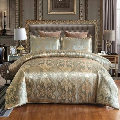Luxe Satijn Jacquard Eenpersoons Tweepersoons Dekbedovertrek Set High End Europese Bruiloft Kingsize Beddengoedset Queensize Dekbedovertrekset US Twin size 3 pcs