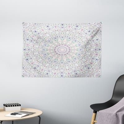 ABAKUHAUS Boho Hippie Tapijt, Cirkelvormig Concentrisch, Woonkamer Slaapkamer Wanddoek Zijdezacht Satijn Tapijt, 150 x 100 cm, Meerkleurig