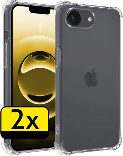 Hoesje - 2 Stuks - Geschikt voor Apple iPhone 16e - Sterk & Shockproof - Siliconen Case - Back Cover - Telefoon Hoes Shock Proof - Telefoonhoesjes - Transparant