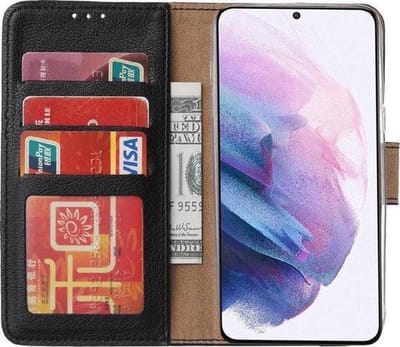 LuxeBass Boekhoesje geschikt voor OnePlus 9 Pro - Zwart gsm hoesje - telefoonhoes - telefoonhoesjes