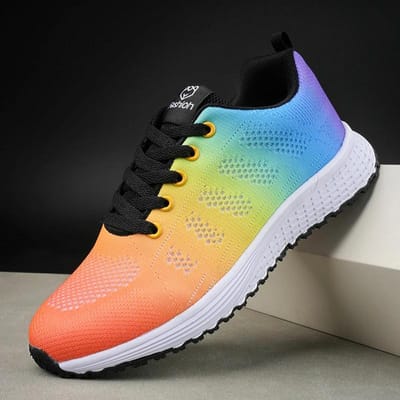 Dames Tennisschoenen Casual Mesh Design Effen Kleur Ademend Comfortabel Plateauschoenen, outdoor Hardlopen Sport Damesschoenen 36 blue