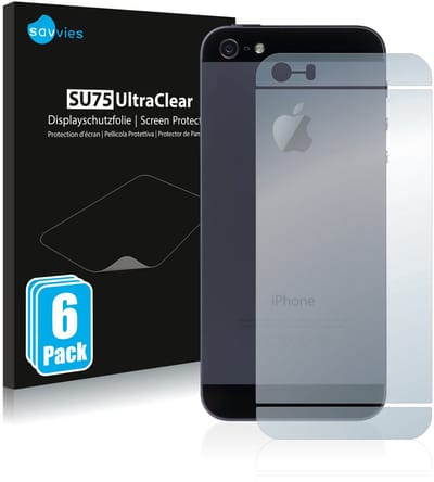 Savvies - Screenprotector voor Apple iPhone SE 2016 Achterkant (Totale Oppervlakte) - Folie Beschermfolie transparant 6 Stuks