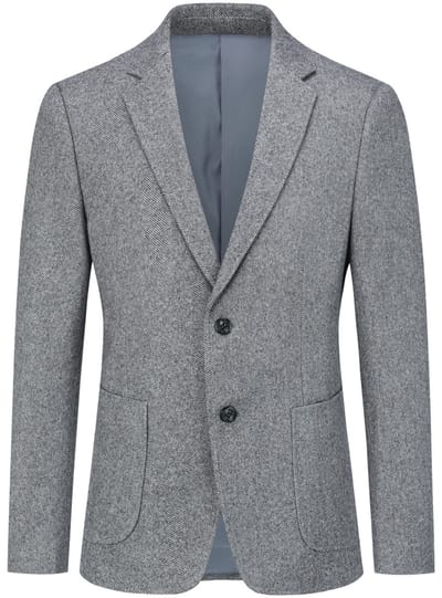 ALLTHEMEN Heren Blazer met Smal Kantoor Kraag en 2-Knopen - Kostuumjas met Achter Midden Split - XS