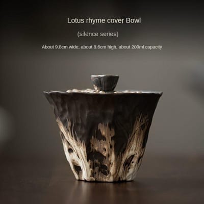 200ml Handgemaakte Embossed Lotus Keramische Thee Turee Wabi Sabi Stijl Gedekte Kom Ruwe Aardewerk Thee Maker Gaiwan Kung Fu Thee Set Cadeau