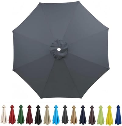 Parapludoek - 3 m - 8 baleinen - Vervangend doek - Waterdicht - UV-bescherming - vervangend doek voor parasols buiten - vervangende parasolhoes - Zonnescherm Luifel - parasoldoek voor in de tuin - voor terras/zwembad/zwevende parasol - grijs