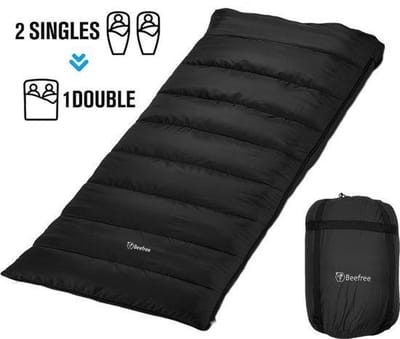 Beefree Slaapzak XL - katoenen 220x90cm - aan elkaar ritsen - zwart