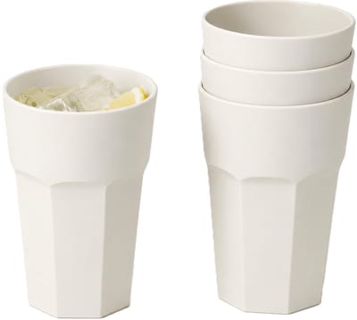Plasticforte onbreekbaar drinkglas - 4x - kunststof - ivoor wit - 520 ml - drinkglazen - lichtgewicht - 9 x 13 cm - stapelbaar