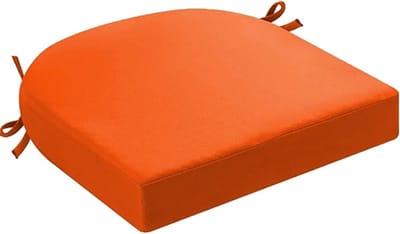 Stoelkussen Buiten - Zitkussen Waterdicht - Terras Meubilair - Verstevigd met Banden - 45x45x8cm - Oranje