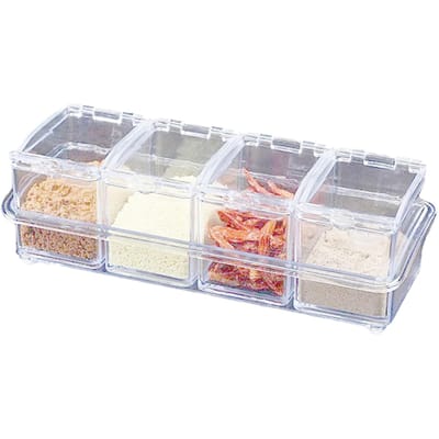 Keuken Kruidenpot Set Acryl Specerijen Opbergdoos Transparante Zout Suiker Specerijen Pot Set white