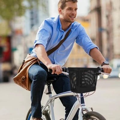 Fietsmand - Stuurmand scooter - Boodschappen vervoeren - Eenvoudige montage - 37 x 27 x 21 cm - Zwart