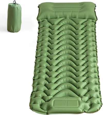 Slaapmat - Kampeer mat - Buiten slapen - Snel opblazen - 193 x 68 cm - Olijfgroen