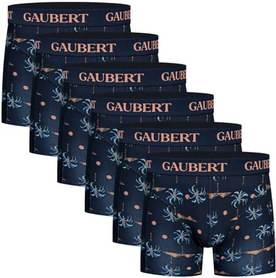 Boxershorts met print | Bamboe | Merk: Gaubert | Kleur: Blauw | Palmbomen | Heren | 6 stuks