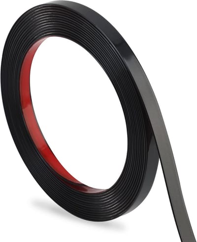 Flexibele PVC-strip voor spiegel, kast en tegelrand - Glanzend zwart 5m x 1cm