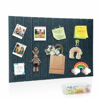 Memobord, groot vilt, DIY memoborden set voor foto's, afbeeldingen, ansichtkaarten, viltbord, memobord, wanddecoratie voor kantoor, keuken, foto's, memo's, donkergroen