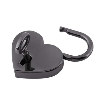 Solidchoice - Dailygoody - Vintage Hartvormige Hangslot met Sleutel - Antiek Zwart voor Dagboek, Tas en Sieraden