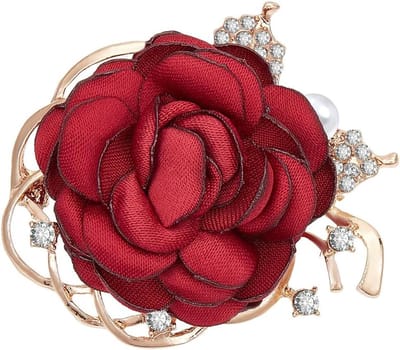 Bloem Broche - Stof Speld - Kleding Versieren - Handgemaakt Kristal - 4.7 cm - Rood
