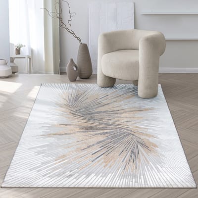 the carpet Mila – Modern vloerkleed met spiraalpatroon, voor woonkamer of slaapkamer, grijs met spiraal dessin, 80 x 150 cm