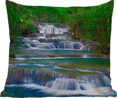 Tuinkussen - Waterval - Bomen - Natuur - Water - Jungle - 40x40 cm - Weerbestendig