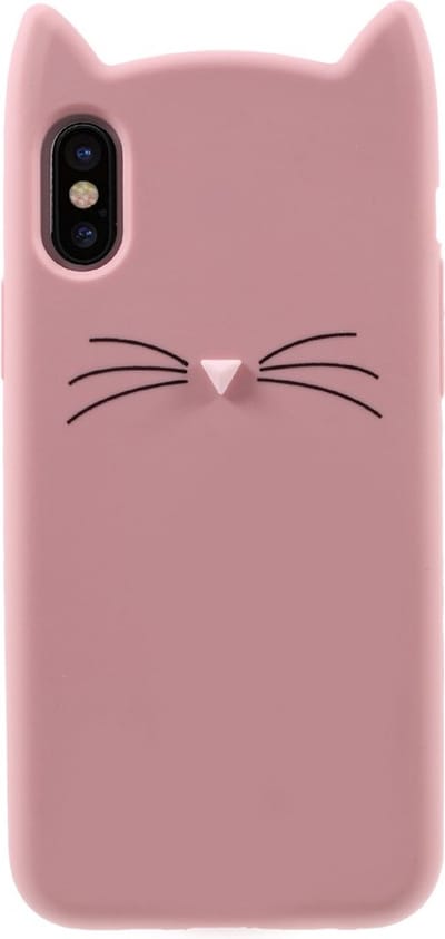 Peachy Schattige Kat Flexibel kitten hoesje case geschikt voor iPhone XS Max - Roze