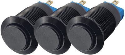 ProRide Mini Drukschakelaar ON-OFF - 12mm Metaal - 12V/24V - Bolle Knop - Zwart - 3 stuks