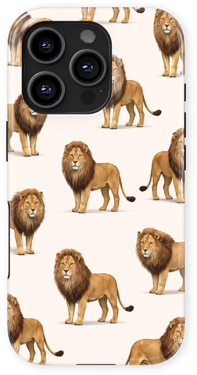 Safari Tough Case geschikt voor iPhone 16 Pro | Premium hoesje met Safari Dieren Design | Geschikt voor Mag | Dieren Print Backcover geschikt voor iPhone 16 Pro Leeuw
