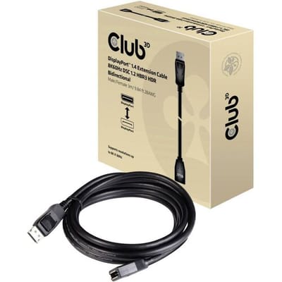 club3D CAC-1023 DisplayPort-kabel DisplayPort Verlengkabel DisplayPort-stekker, DisplayPort-bus 3.00 m Zwart
