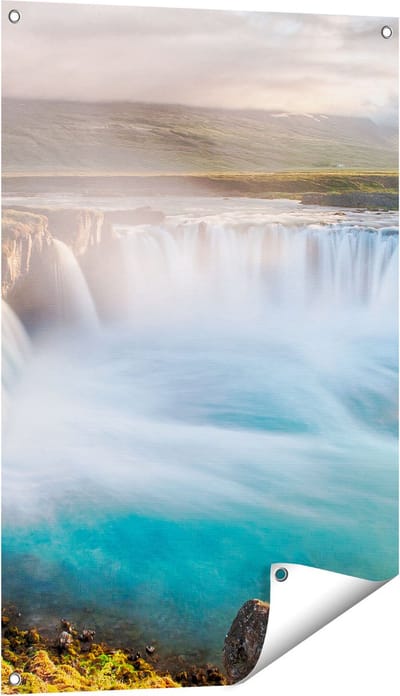 Gards Tuinposter Watervallen in IJsland - 60x90 cm - Tuindoek - Tuindecoratie - Wanddecoratie buiten - Tuinschilderij