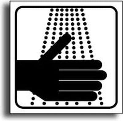 Handen wassen verplicht pictogram sticker Zwart 150 x 150 mm