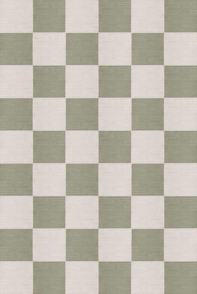 Layered Chess Flatweave Sage Vloerkleed - 140 x 200 cm - Groen,Ivoor - Rectangular - Wol - Eetkamer, Woonkamer, Slaapkamer - Geometrisch - Retro, Modern