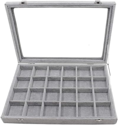 Juweeldoos - Sieraden Opbergdoos - Sieraden Organiseren - Transparant Deksel - 24x35x5cm - Grijs