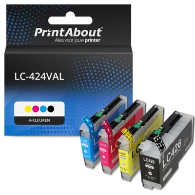 PrintAbout huismerk Inktcartridge LC-424VAL 4-kleuren Multipack Geschikt voor Brother