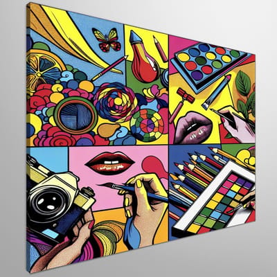 Pop art aquarel schilderij | Bubbly watercolor pop art masterpiece, a vibrant visual delight | Kunst - 30x30 centimeter op Canvas | Foto op Canvas