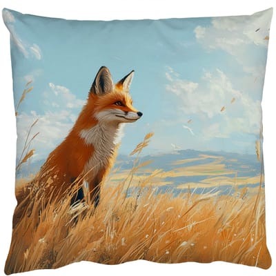 Sierkussens - Kussentjes Woonkamer - 50x50 cm - Vos - Gras - Wolken - Oranje