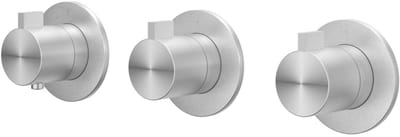 IVY Tribe Afbouwdeel Inbouwthermostaat met 2 Stopkranen Symmetry met Ronde Rozetten - Geborsteld RVS 316