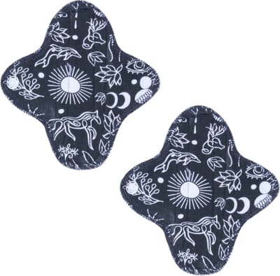 TERRA GAIA - wasbare inlegkruisjes - set 2 stuks - Gaia print - biologische katoen - Moon pads - herbruikbaar - wasbaar
