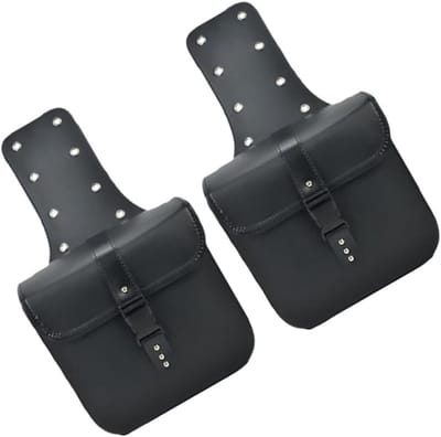Motor zadeltassen - Zij opbergers - Motor bagage - Waterdicht PU leer - 25x24cm - Zwart