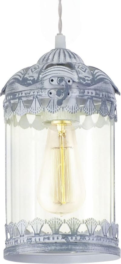 EGLO Vintage Langham - Hanglamp - 1 Lichts - Grijs-Blauw - Helder Glas