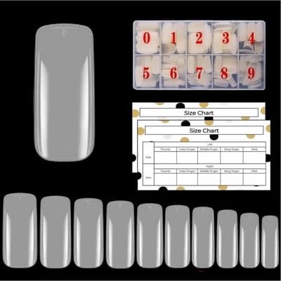 Goodbitz® - Nageltips - Square - 500 stuks - Square lang - Nailtips - Nepnagels - Kunstnagels - Plaknagels Nageltips naturel - Nagel tips naturel - Full cover Nailtips - Full cover nageltips - Nageltips 500 stuks - Nagel tips acryl - Nagel tips