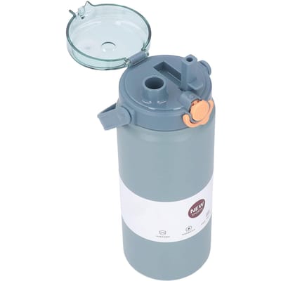 1200ml Geïsoleerde Fles met Rietje Blauw Roestvrij Staal Rechte Body Thermobeker voor Sport Reizen