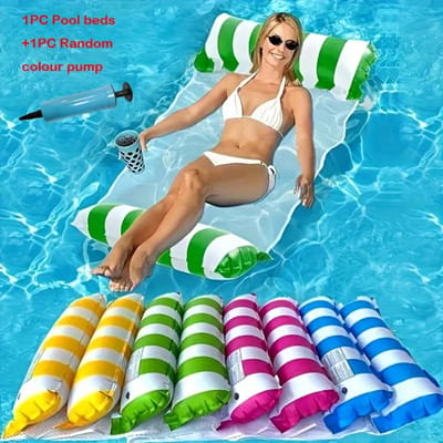 Nivard Luxe Waterhangmat - Luchtbed Zwembad - Luchtmatras Opblaasbaar - Water Hangmat - Aqua Lounge - Groen + Pomp